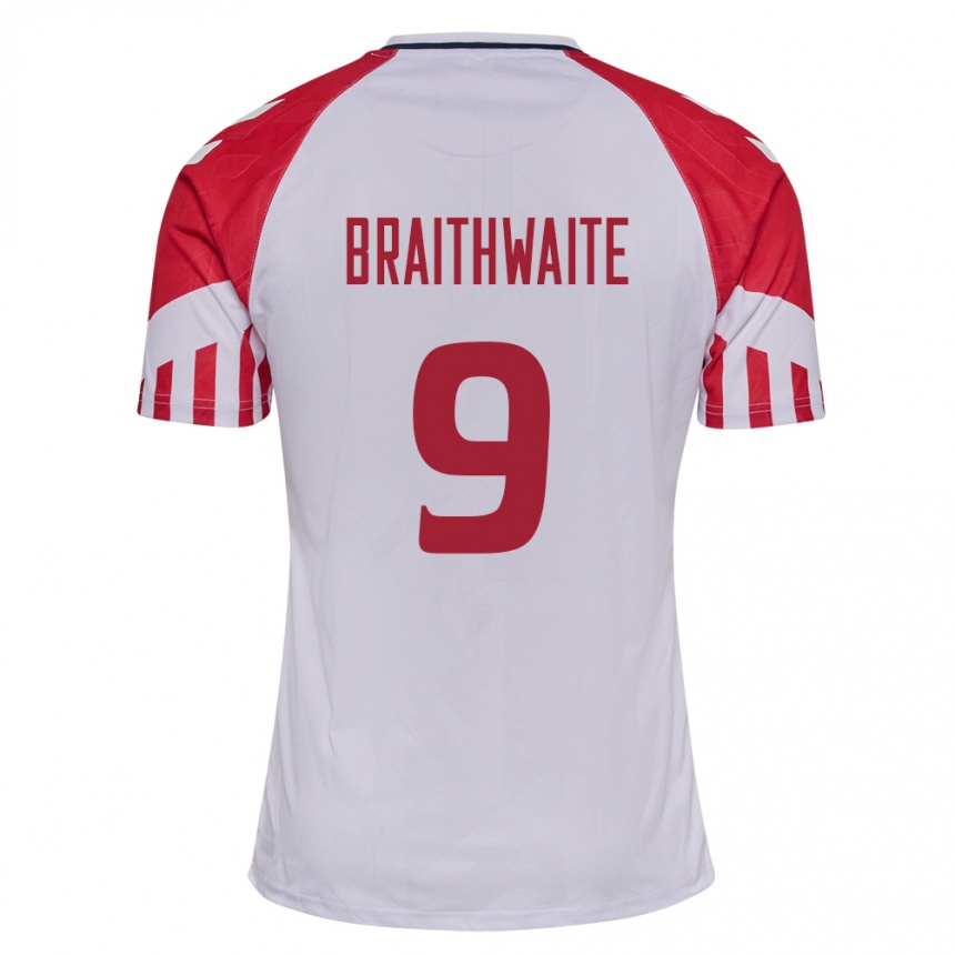 キッズフットボールデンマークマルティン・ブライトバイテ#9白アウェイシャツ24-26ジャージーユニフォーム