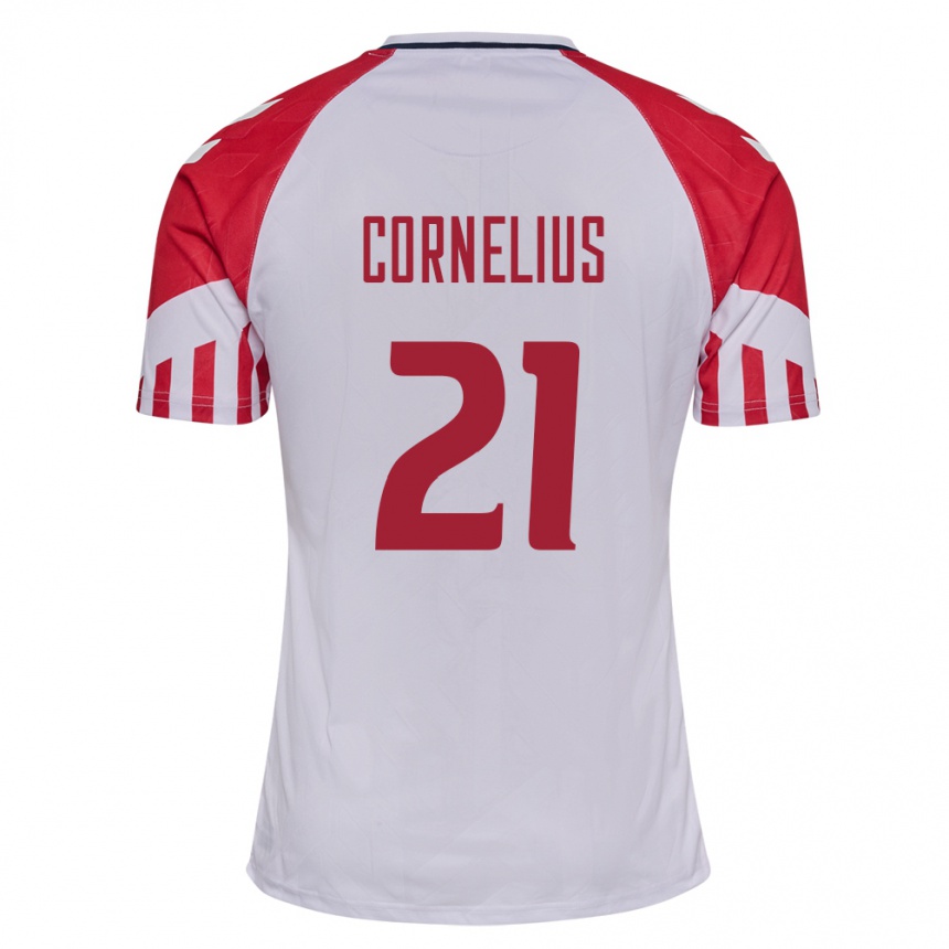 キッズフットボールデンマークアンドレアス・コルネリウス#21白アウェイシャツ24-26ジャージーユニフォーム