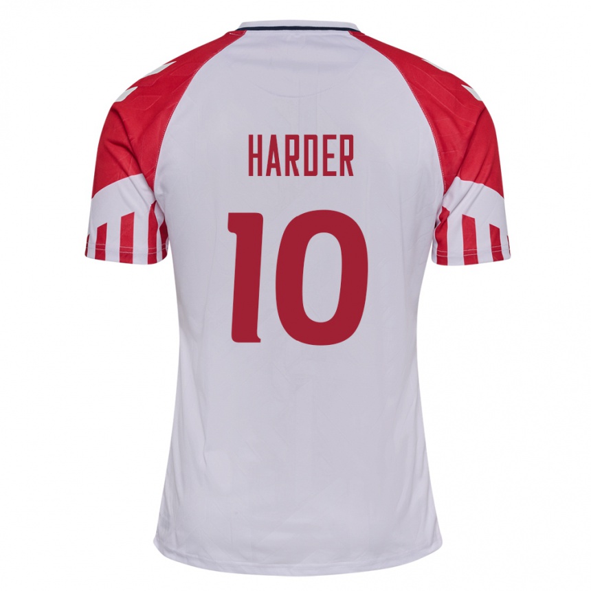 キッズフットボールデンマークペルニレ・ハルダー#10白アウェイシャツ24-26ジャージーユニフォーム