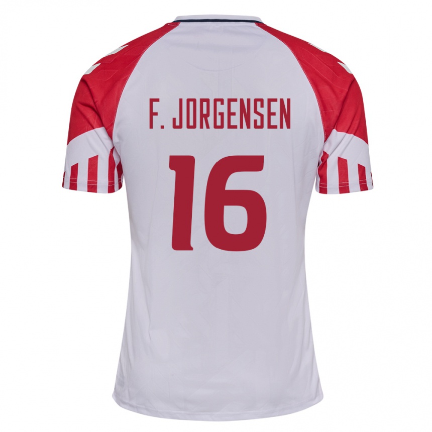 キッズフットボールデンマークフィリップ・ヨルゲンセン#16白アウェイシャツ24-26ジャージーユニフォーム
