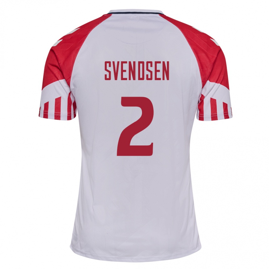 キッズフットボールデンマークオリバー・スヴェンセン#2白アウェイシャツ24-26ジャージーユニフォーム
