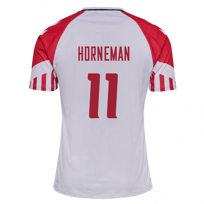 キッズフットボールデンマークチャーリー・ホーンマン#11白アウェイシャツ24-26ジャージーユニフォーム