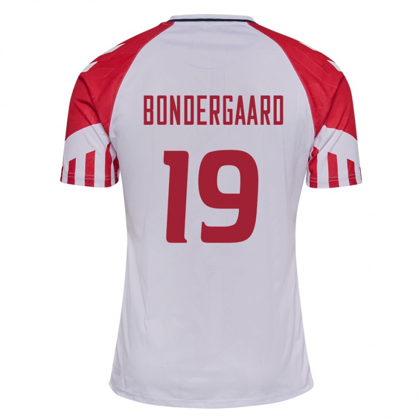 キッズフットボールデンマークアスビョルン・ボンダーガード#19白アウェイシャツ24-26ジャージーユニフォーム