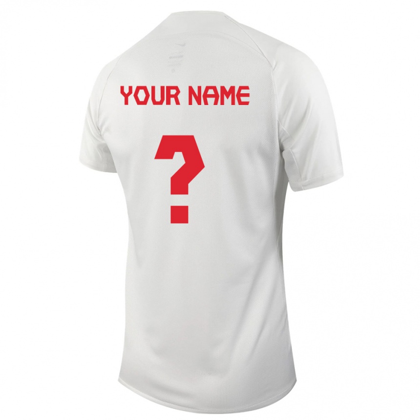キッズフットボールカナダあなたの名前#0白アウェイシャツ24-26ジャージーユニフォーム