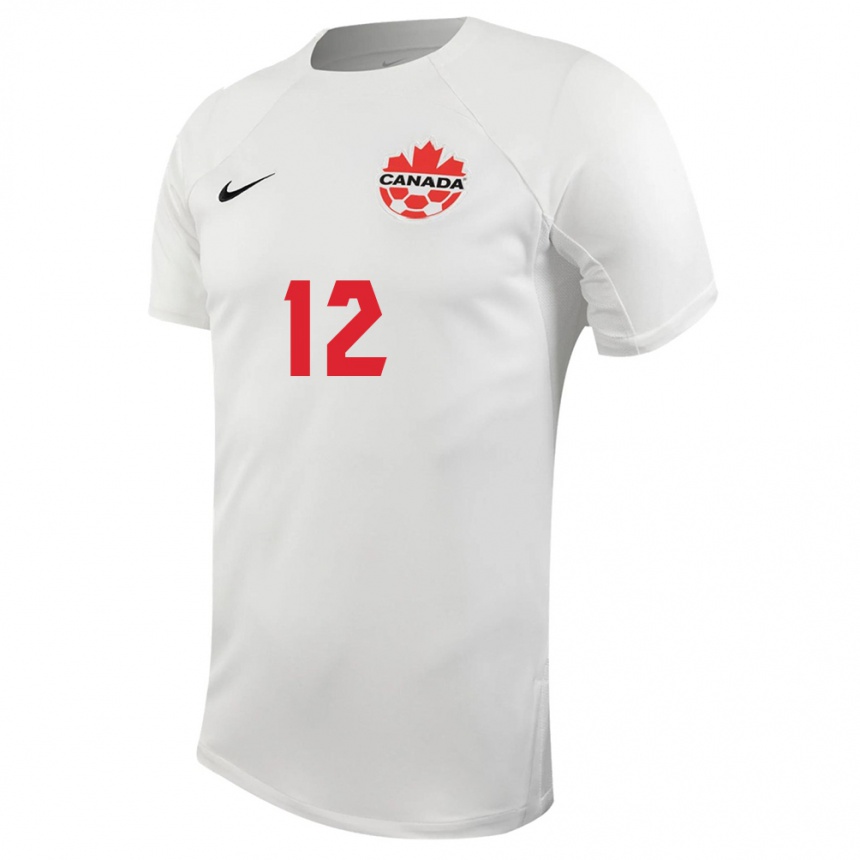 キッズフットボールカナダAidan Fong#12白アウェイシャツ24-26ジャージーユニフォーム