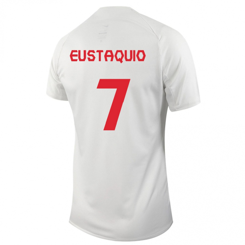 キッズフットボールカナダステファン・エウスタキオ#7白アウェイシャツ24-26ジャージーユニフォーム