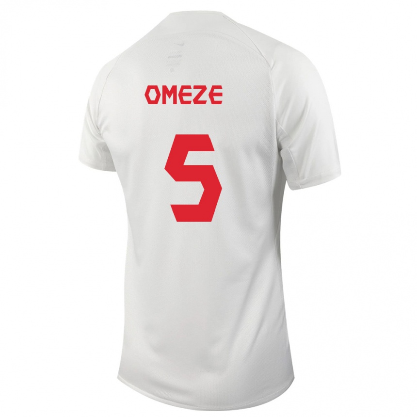 キッズフットボールカナダChimere Omeze#5白アウェイシャツ24-26ジャージーユニフォーム