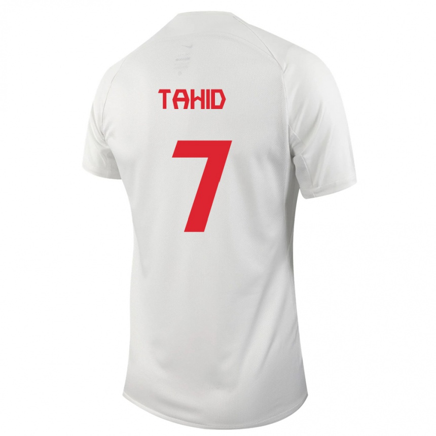 キッズフットボールカナダTaryck Tahid#7白アウェイシャツ24-26ジャージーユニフォーム