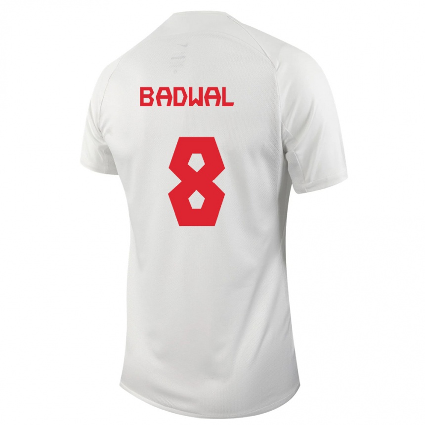 キッズフットボールカナダJeevan Badwal#8白アウェイシャツ24-26ジャージーユニフォーム