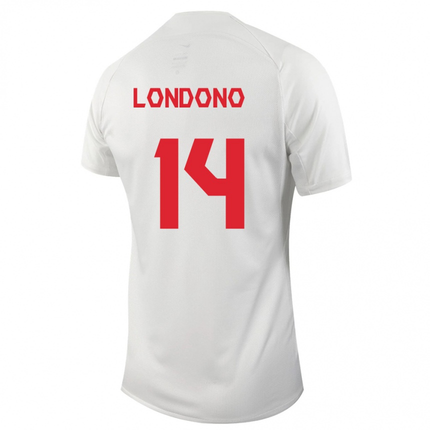 キッズフットボールカナダTyler Londono#14白アウェイシャツ24-26ジャージーユニフォーム