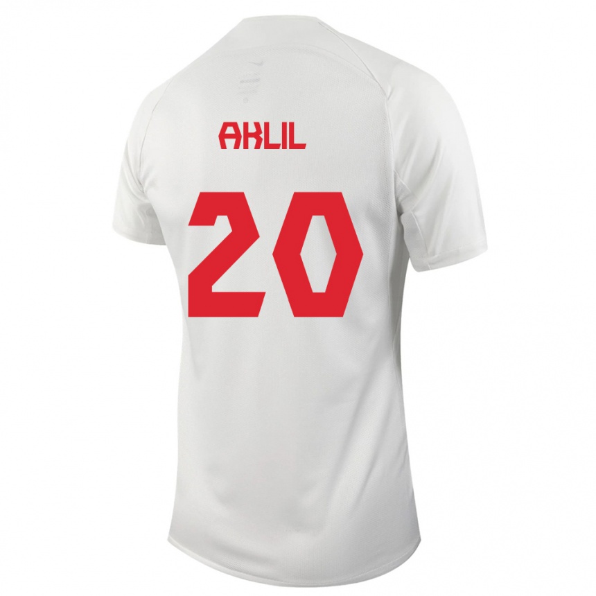 キッズフットボールカナダLino Aklil#20白アウェイシャツ24-26ジャージーユニフォーム