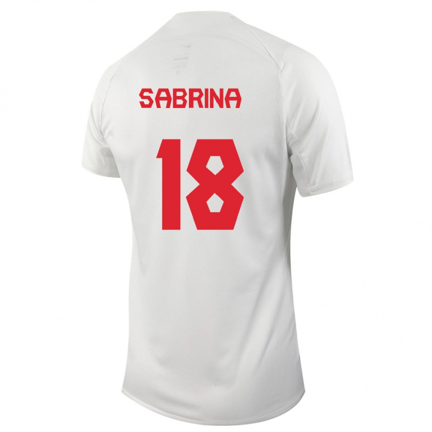 キッズフットボールカナダサブリナ・ダンジェロ#18白アウェイシャツ24-26ジャージーユニフォーム