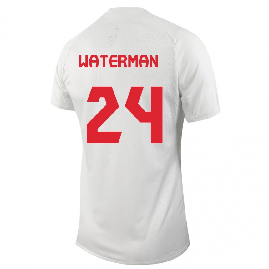キッズフットボールカナダジョエル・ウォーターマン #24白アウェイシャツ24-26ジャージーユニフォーム