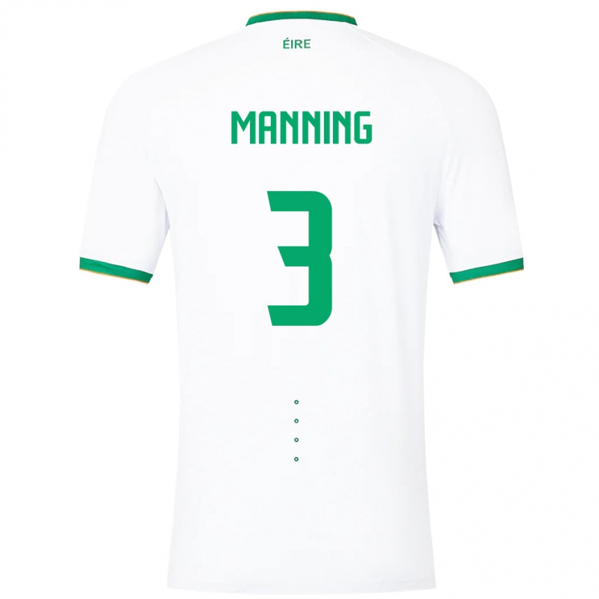 キッズフットボールアイルランド島ライアン・マニング#3白アウェイシャツ24-26ジャージーユニフォーム