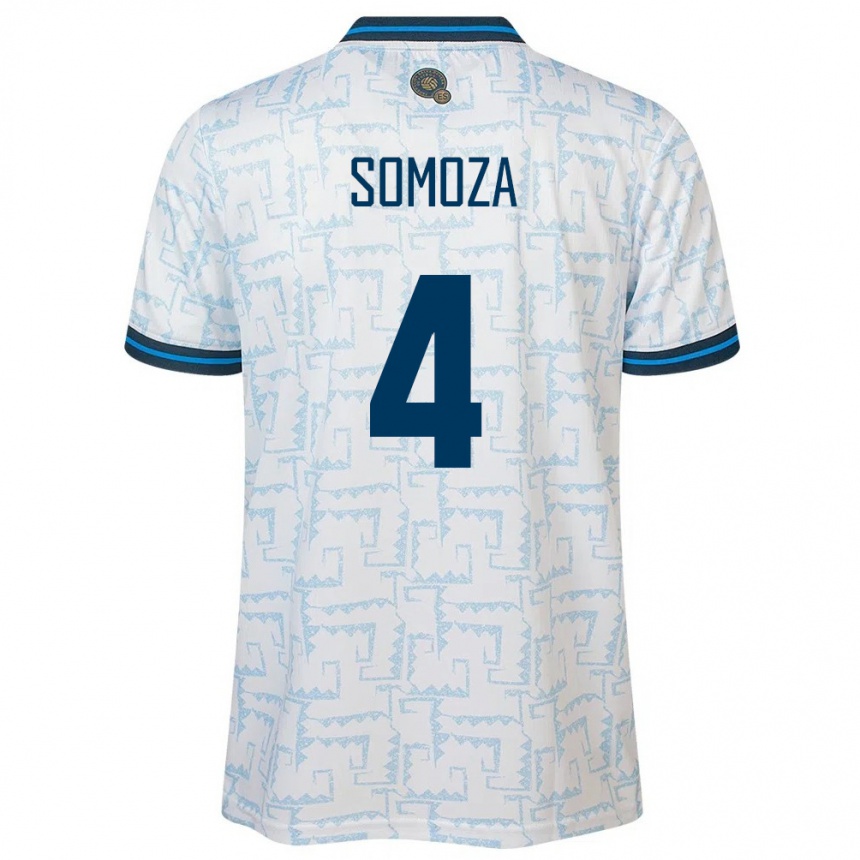 キッズフットボールエルサルバドルNéstor Somoza#4白アウェイシャツ24-26ジャージーユニフォーム