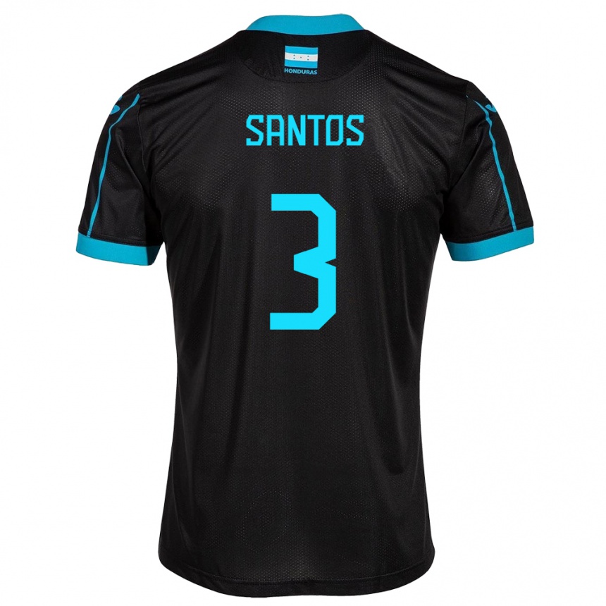 キッズフットボールホンジュラスMarcelo Santos#3黒アウェイシャツ24-26ジャージーユニフォーム