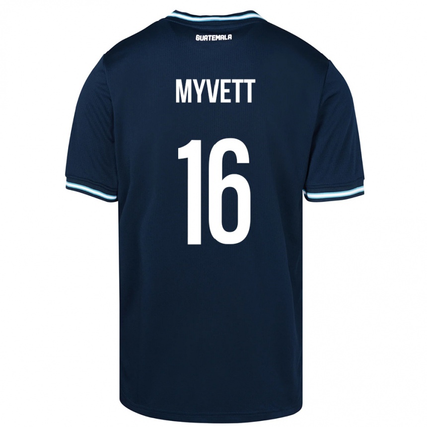 キッズフットボールグアテマラJemery Myvett#16青アウェイシャツ24-26ジャージーユニフォーム