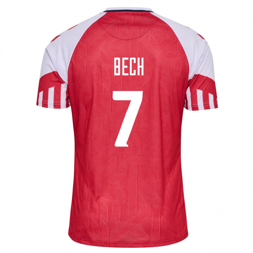 メンズフットボールデンマークトビアス・ベック#7赤ホームシャツ24-26ジャージーユニフォーム