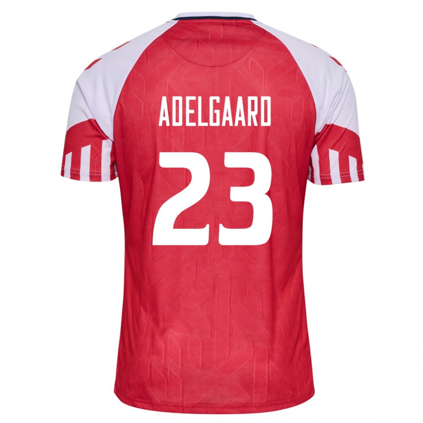 メンズフットボールデンマークアスク・アーデルガード#23赤ホームシャツ24-26ジャージーユニフォーム