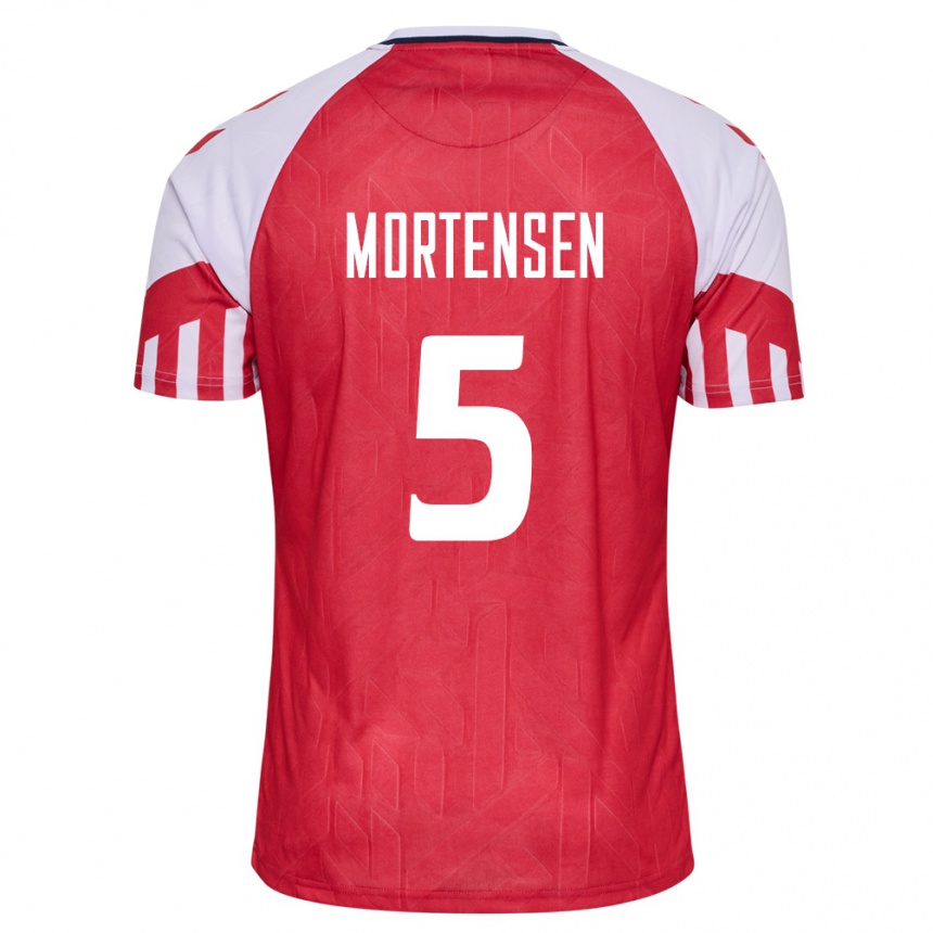 メンズフットボールデンマークグスタフ・モーテンセン#5赤ホームシャツ24-26ジャージーユニフォーム
