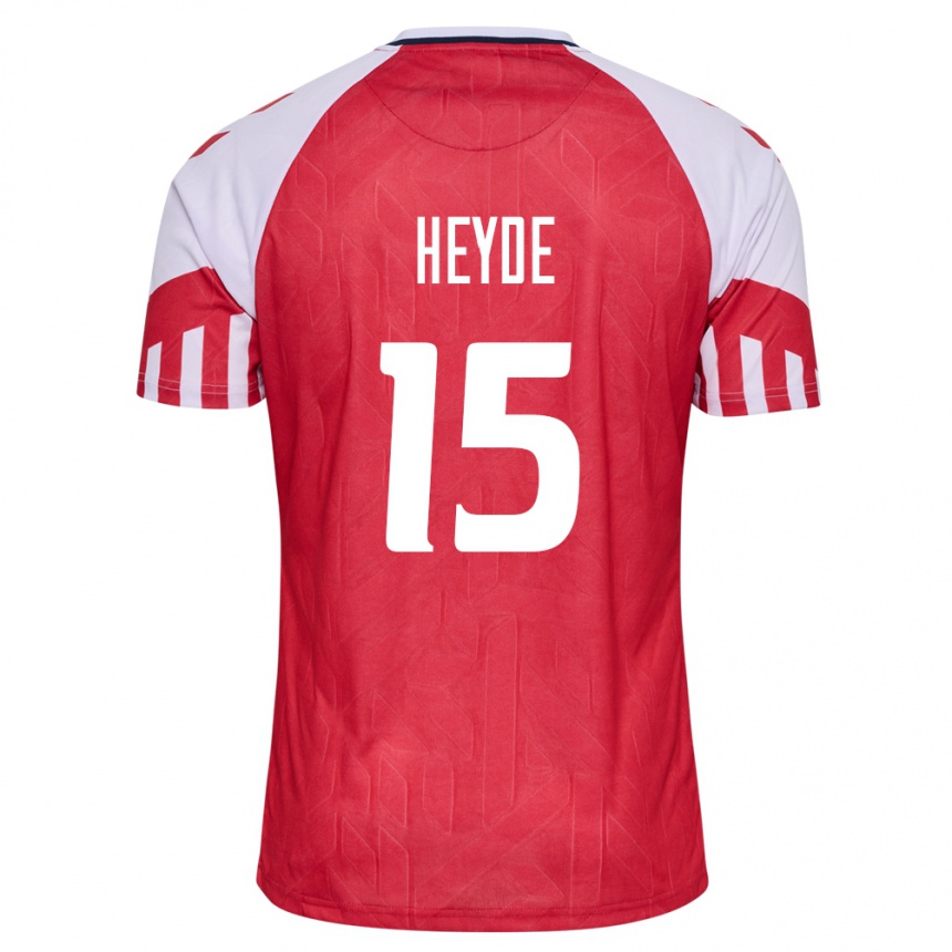 メンズフットボールデンマークマルテ・ヘイデ#15赤ホームシャツ24-26ジャージーユニフォーム