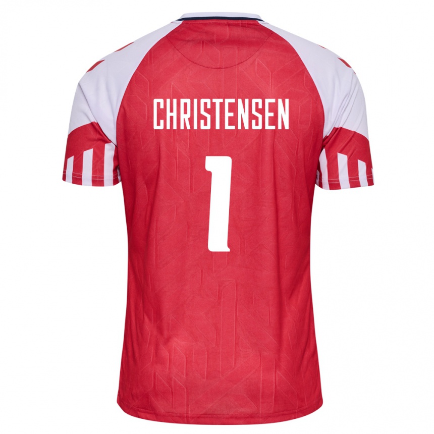 メンズフットボールデンマークレネ・クリステンセン#1赤ホームシャツ24-26ジャージーユニフォーム