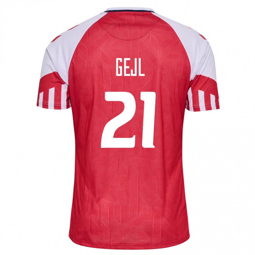 メンズフットボールデンマークミッレ・ゲイル#21赤ホームシャツ24-26ジャージーユニフォーム