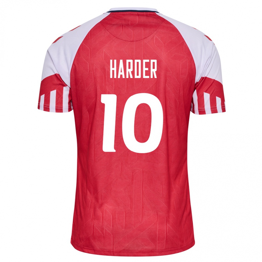 メンズフットボールデンマークペルニレ・ハルダー#10赤ホームシャツ24-26ジャージーユニフォーム