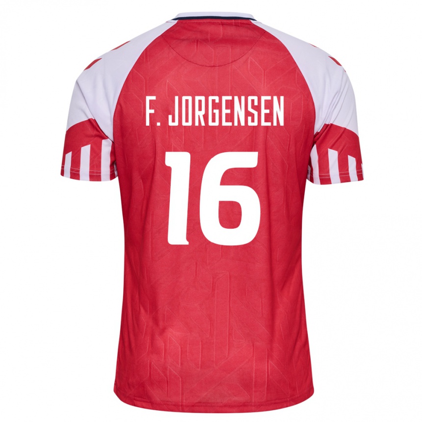 メンズフットボールデンマークフィリップ・ヨルゲンセン#16赤ホームシャツ24-26ジャージーユニフォーム
