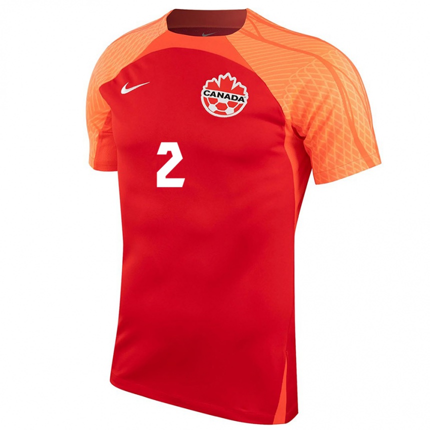 メンズフットボールカナダアリスター・ジョンストン#2オレンジホームシャツ24-26ジャージーユニフォーム