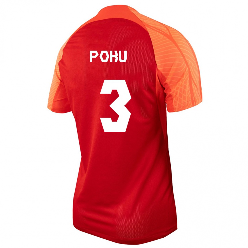 メンズフットボールカナダクワシ・ポク#3オレンジホームシャツ24-26ジャージーユニフォーム