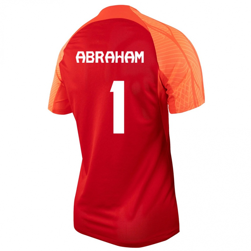 メンズフットボールカナダNathaniel Abraham#1オレンジホームシャツ24-26ジャージーユニフォーム