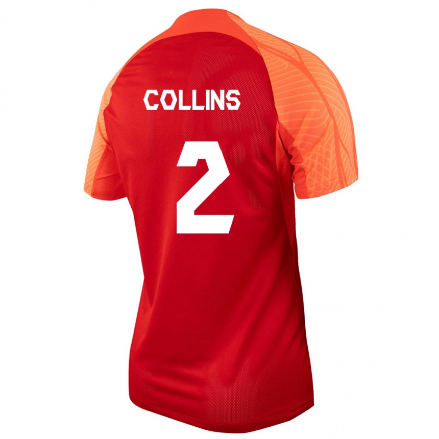 メンズフットボールカナダシドニー・コリンズ#2オレンジホームシャツ24-26ジャージーユニフォーム