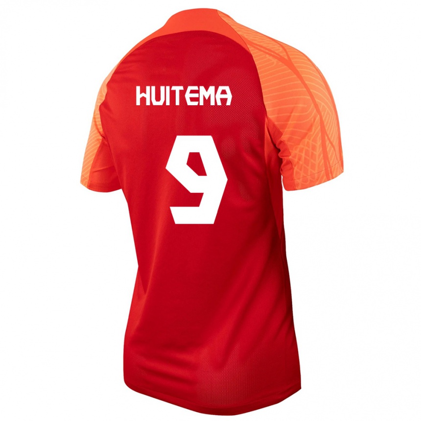 メンズフットボールカナダジョーディン・ハイテマ#9オレンジホームシャツ24-26ジャージーユニフォーム