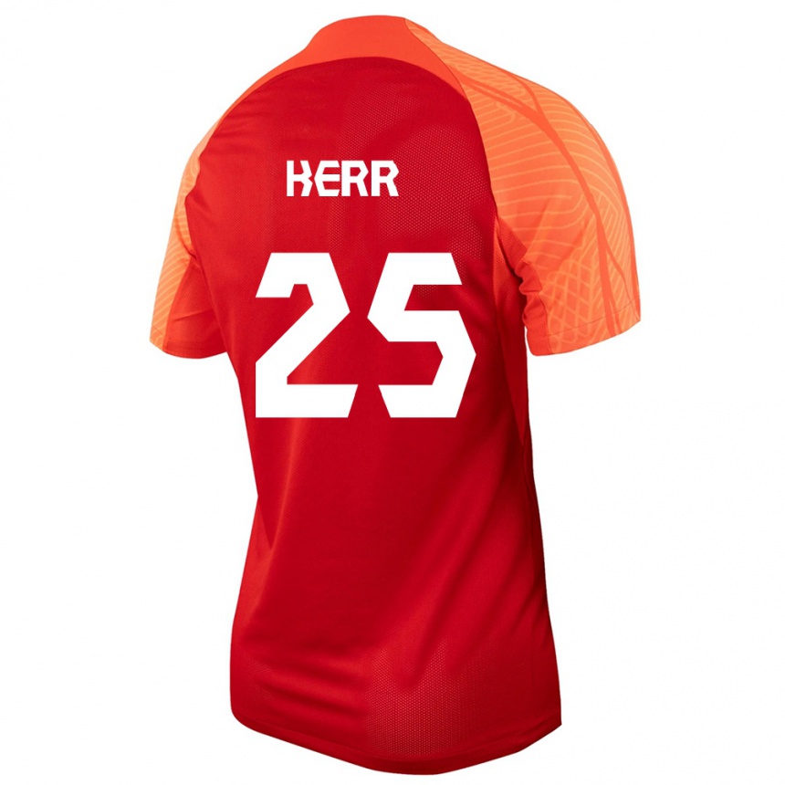 メンズフットボールカナダデヴォン・カー #25オレンジホームシャツ24-26ジャージーユニフォーム