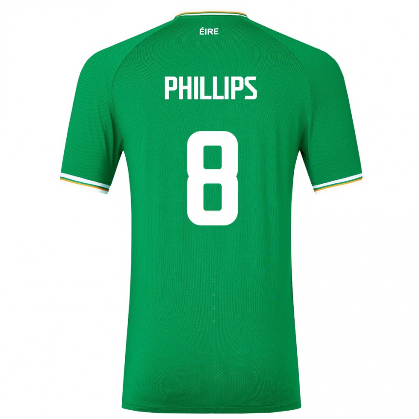 メンズフットボールアイルランド島キリアン・フィリップス#8緑ホームシャツ24-26ジャージーユニフォーム