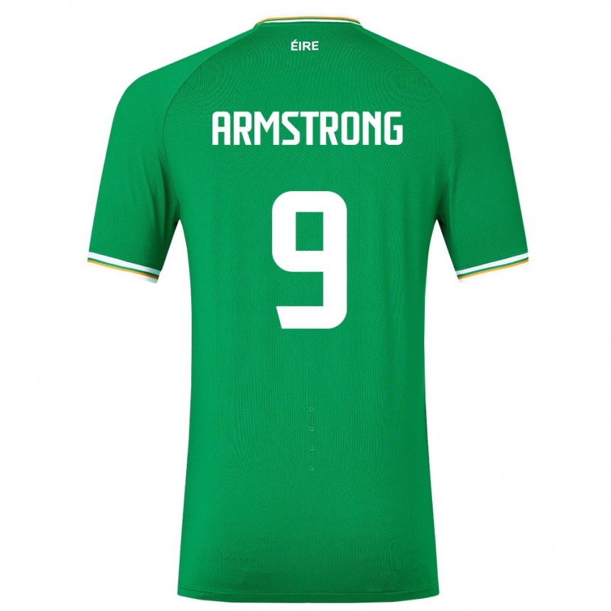 メンズフットボールアイルランド島シンクレア・アームストロング#9緑ホームシャツ24-26ジャージーユニフォーム