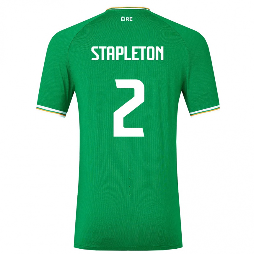 メンズフットボールアイルランド島ジェシー・ステイプルトン#2緑ホームシャツ24-26ジャージーユニフォーム
