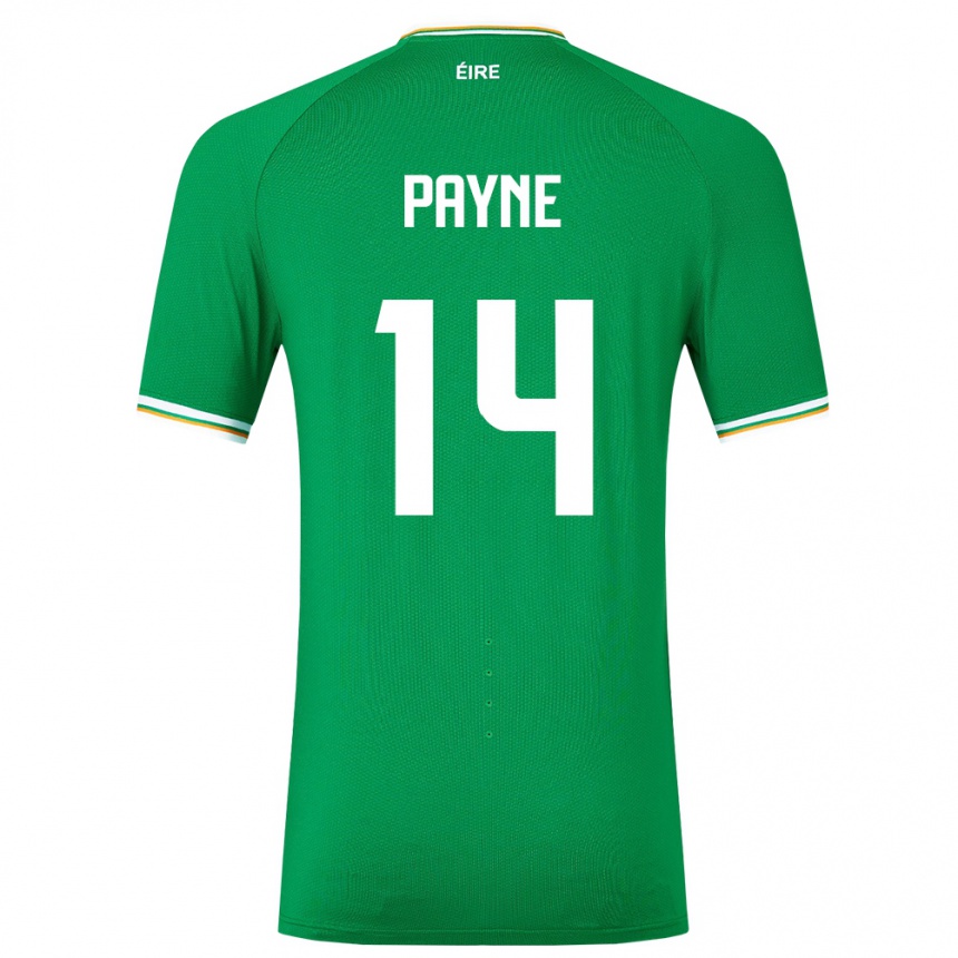 メンズフットボールアイルランド島ヘザー・ペイン#14緑ホームシャツ24-26ジャージーユニフォーム