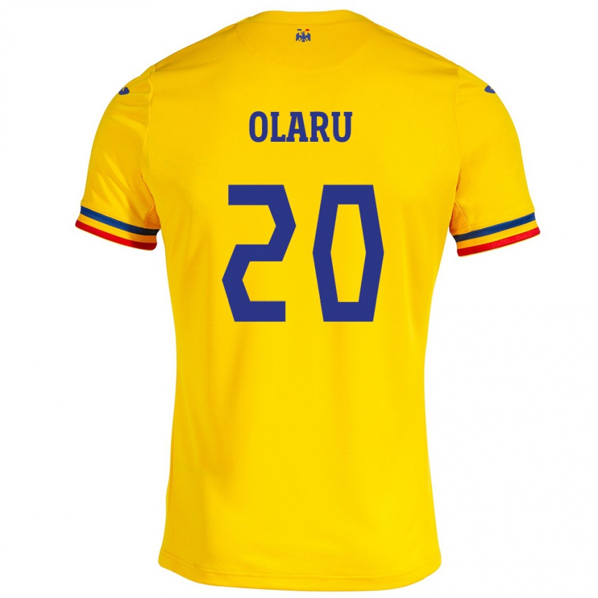 メンズフットボールルーマニアダリウス・オラル#20イエローホームシャツ24-26ジャージーユニフォーム