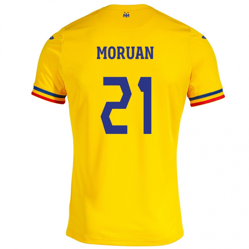 メンズフットボールルーマニアオリンピウ・モルタン#21イエローホームシャツ24-26ジャージーユニフォーム