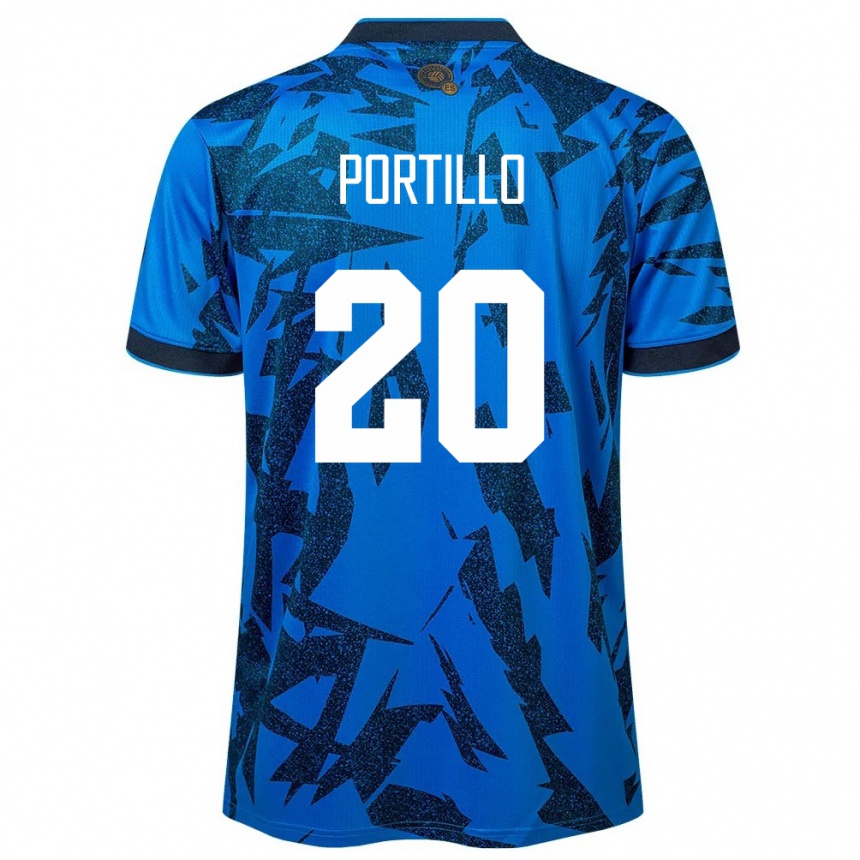 メンズフットボールエルサルバドルアイザック・ポルティージョ#20青ホームシャツ24-26ジャージーユニフォーム