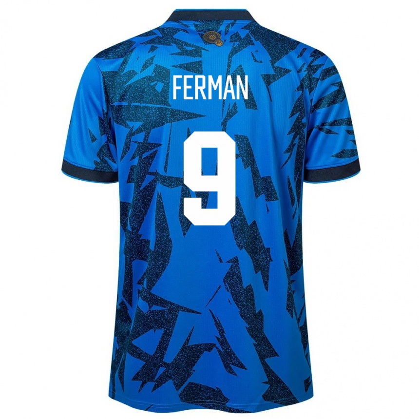 メンズフットボールエルサルバドルJavier Ferman#9青ホームシャツ24-26ジャージーユニフォーム