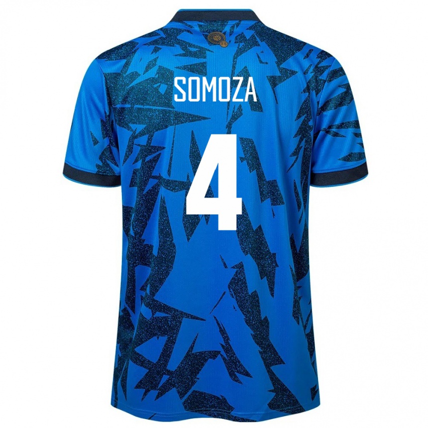メンズフットボールエルサルバドルNéstor Somoza#4青ホームシャツ24-26ジャージーユニフォーム
