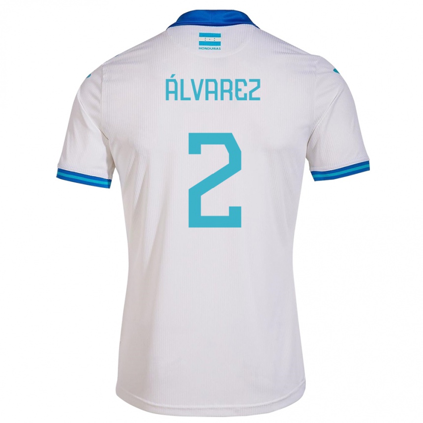 メンズフットボールホンジュラスケビン・アルバレス#2白ホームシャツ24-26ジャージーユニフォーム