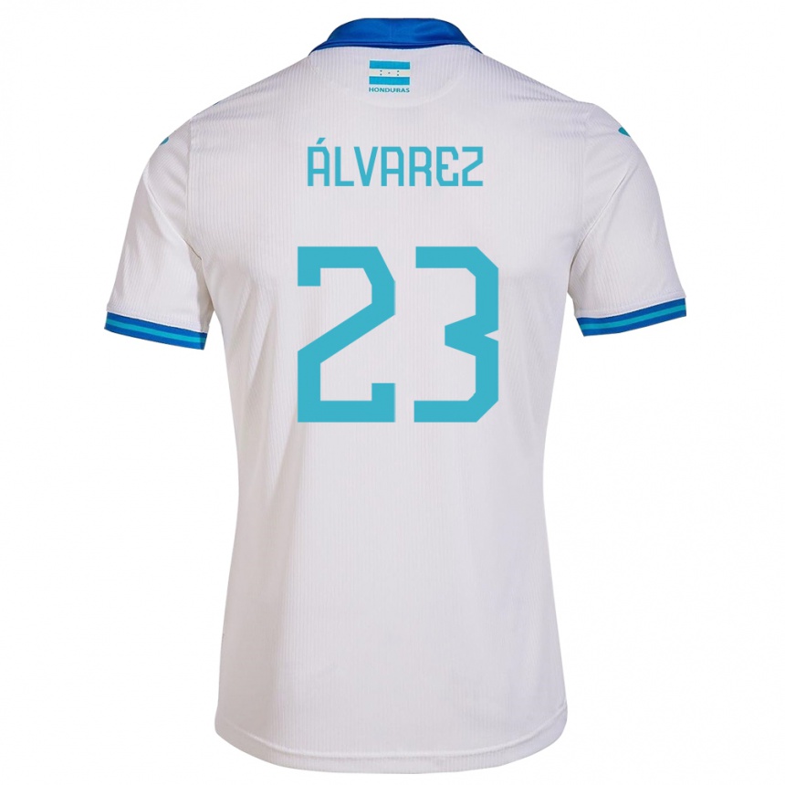 メンズフットボールホンジュラスJorge Álvarez#23白ホームシャツ24-26ジャージーユニフォーム
