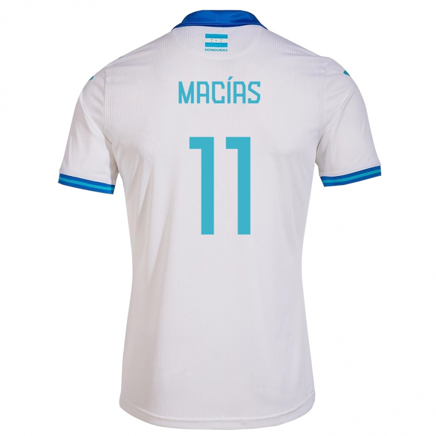 メンズフットボールホンジュラスJefryn Macías#11白ホームシャツ24-26ジャージーユニフォーム