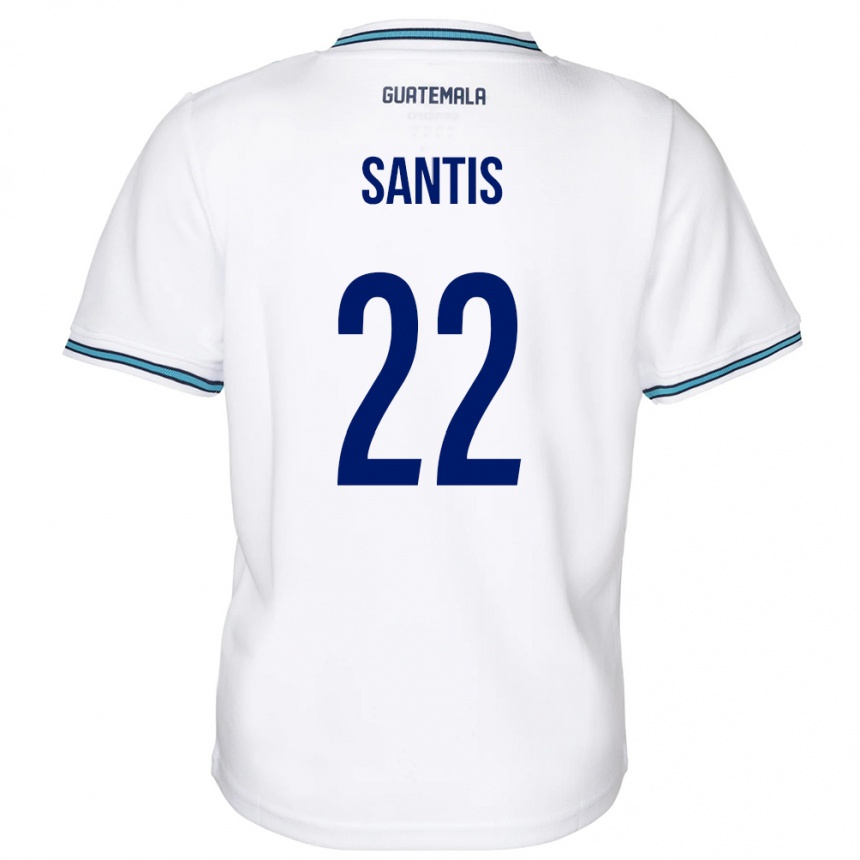 メンズフットボールグアテマラディエゴ・サンティス#22白ホームシャツ24-26ジャージーユニフォーム