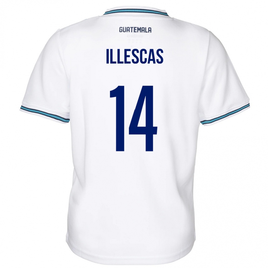 メンズフットボールグアテマラKevin Illescas#14白ホームシャツ24-26ジャージーユニフォーム