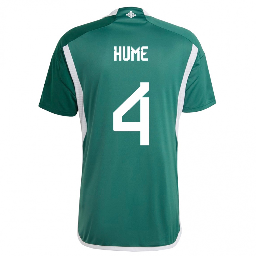メンズフットボール北アイルランドトレイ・ヒューム#4緑ホームシャツ24-26ジャージーユニフォーム